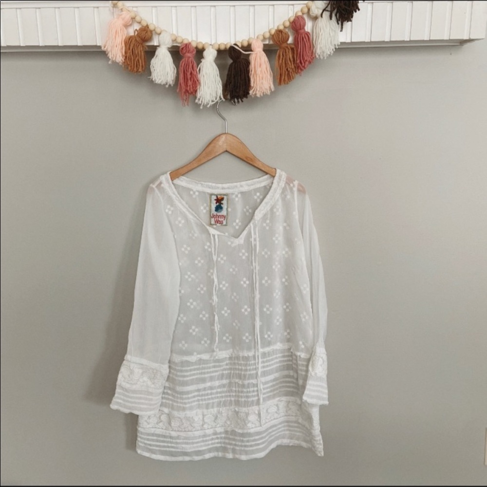 Johnny Was Semi Sheer Embroidered Tunic